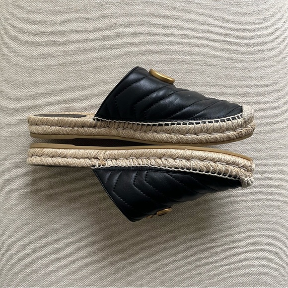 AUTH GUCCI Nappa Matelasse Marmont Espadrille Mules Size 38 - Picture 5 of 8